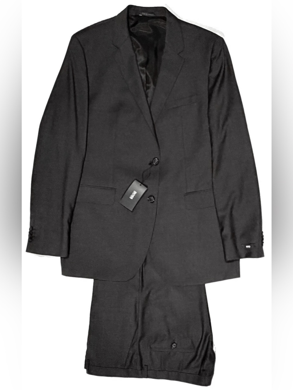 $1795 NEW HUGO BOSS BLACK LABEL SUIT 48L 48 L CHARCOAL BLK MICRO CHECK IMPERFECT